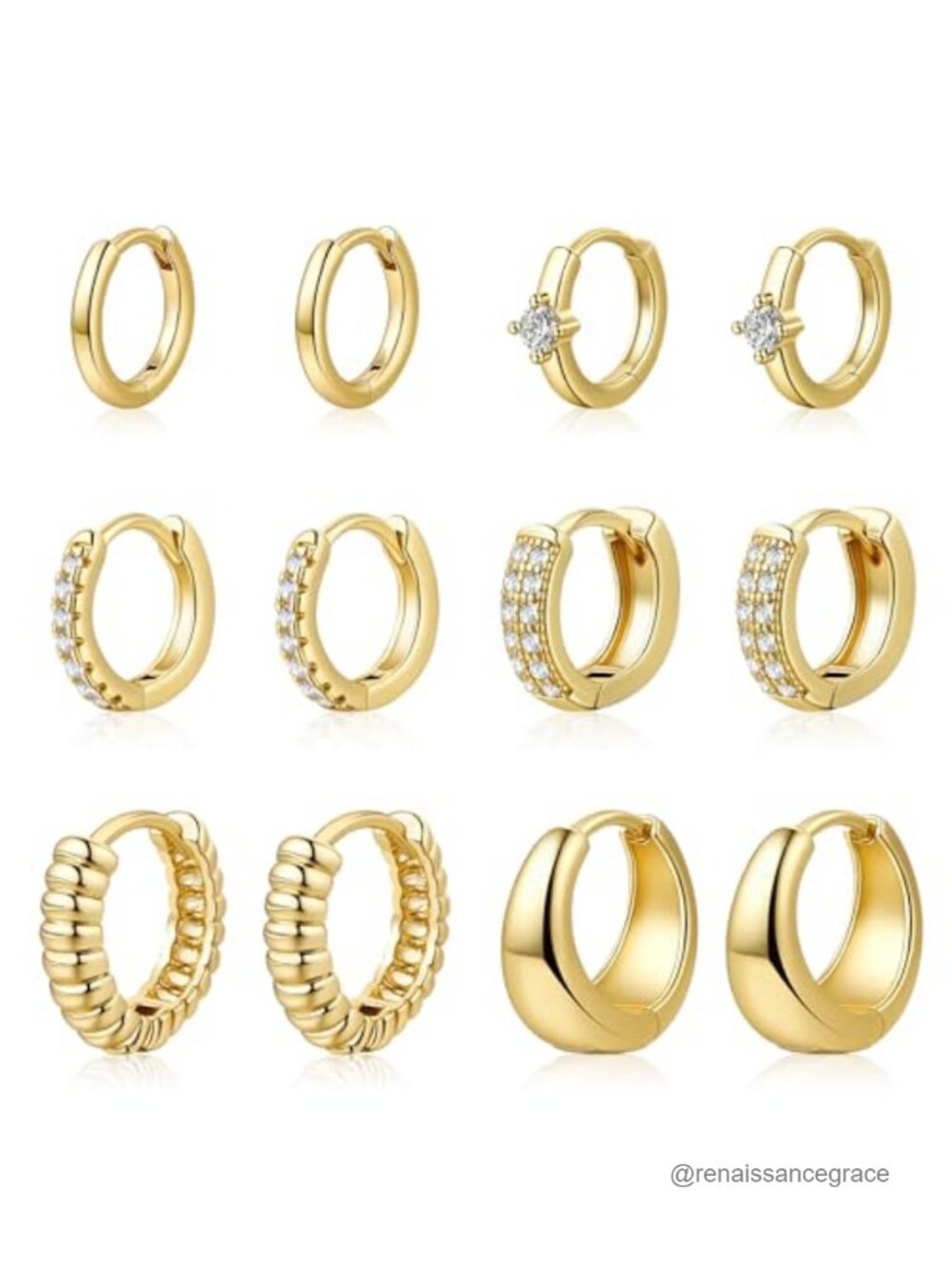 6 Pairs 14K Gold Plated Hoop Earrings for Women Hypoallergenic Small Huggie